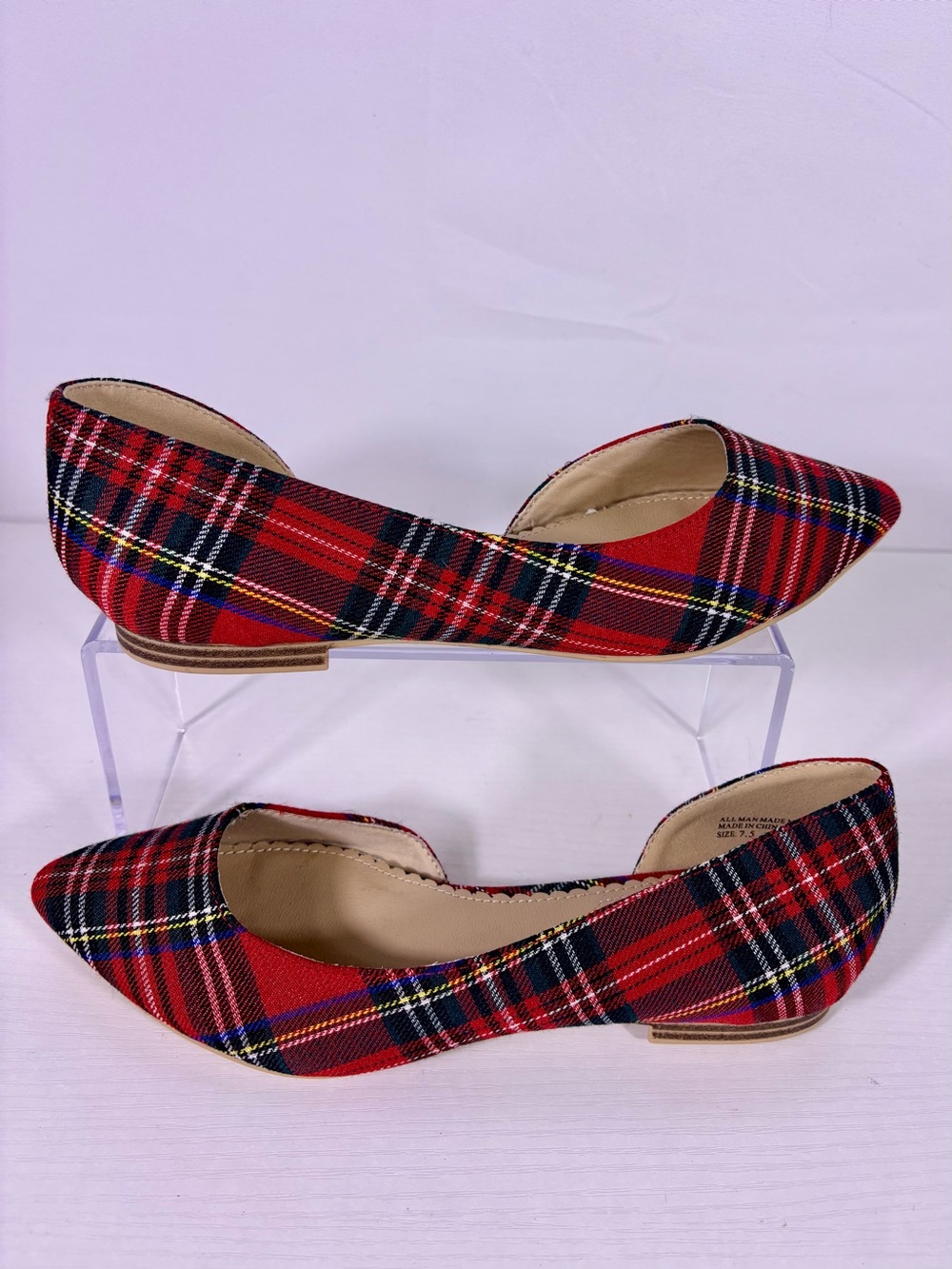 Isaac Mizrahi New York Plaid Tartan D’Orsay Pointed Toe Flats Size 7.5